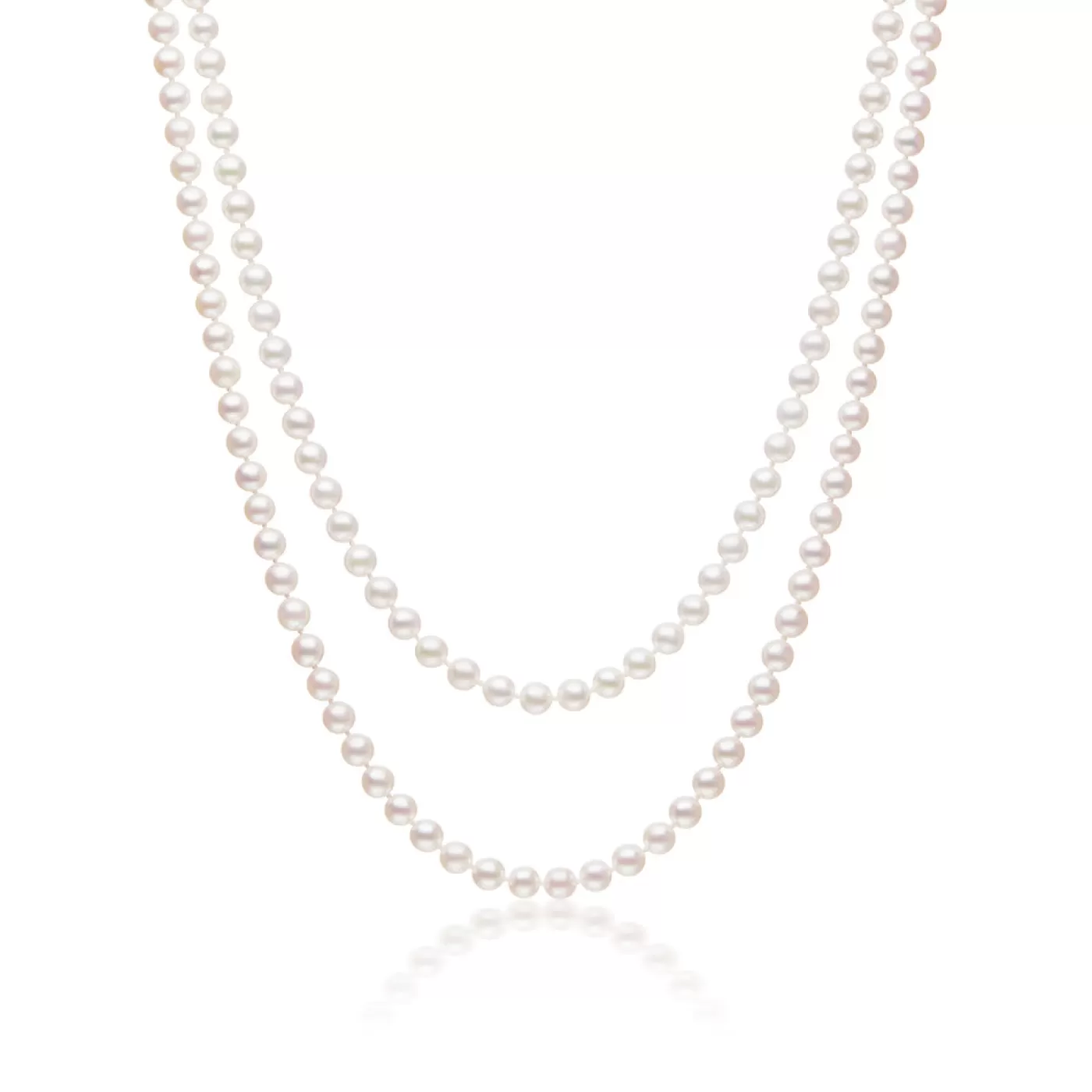 KBH Jewels Akoya Pearl Double Strand Necklace 14K Yellow Gold Fashion