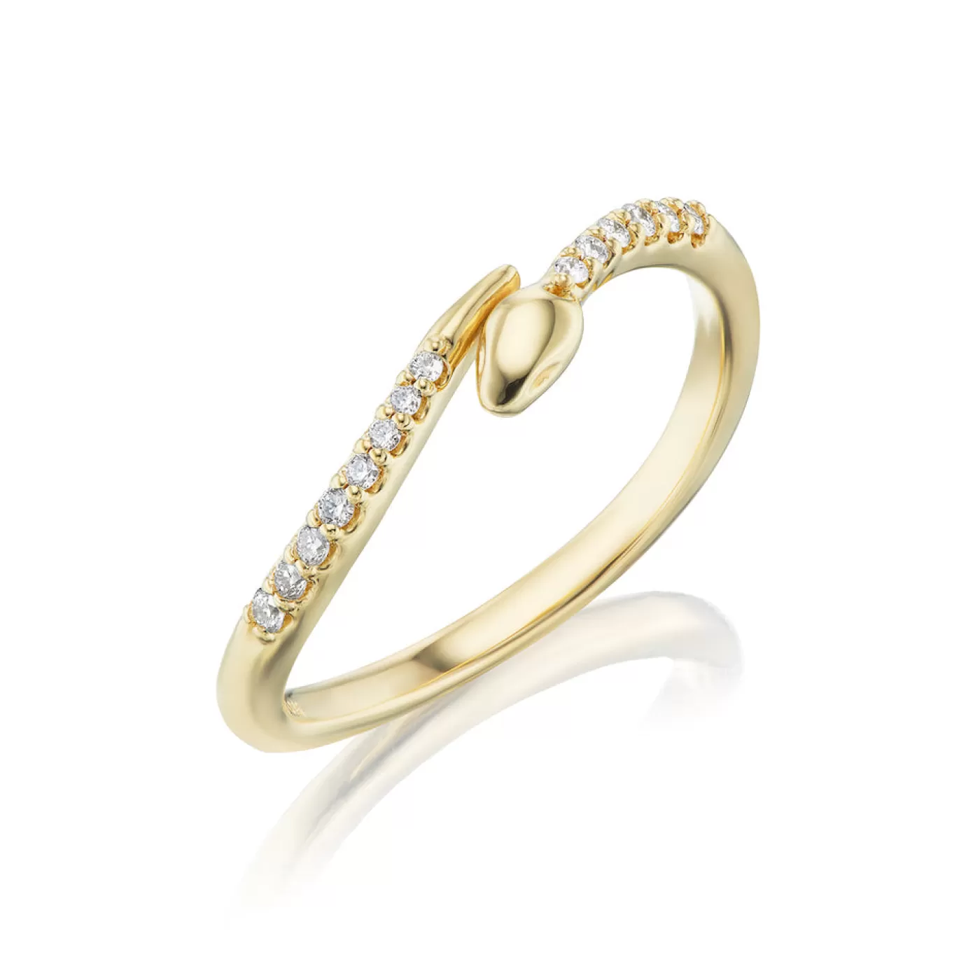 KBH Jewels Diamond Single Snake Ring 14K Yellow Gold Discount