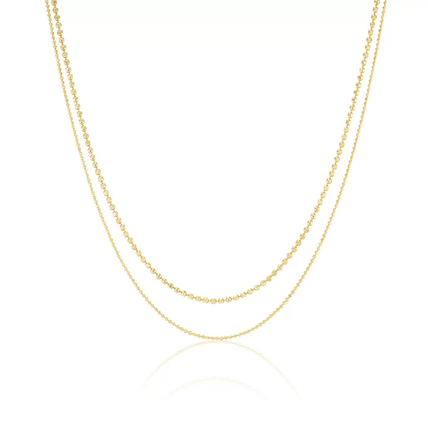 KBH Jewels Double Diamond Bead Necklace 14K Yellow Gold Cheap