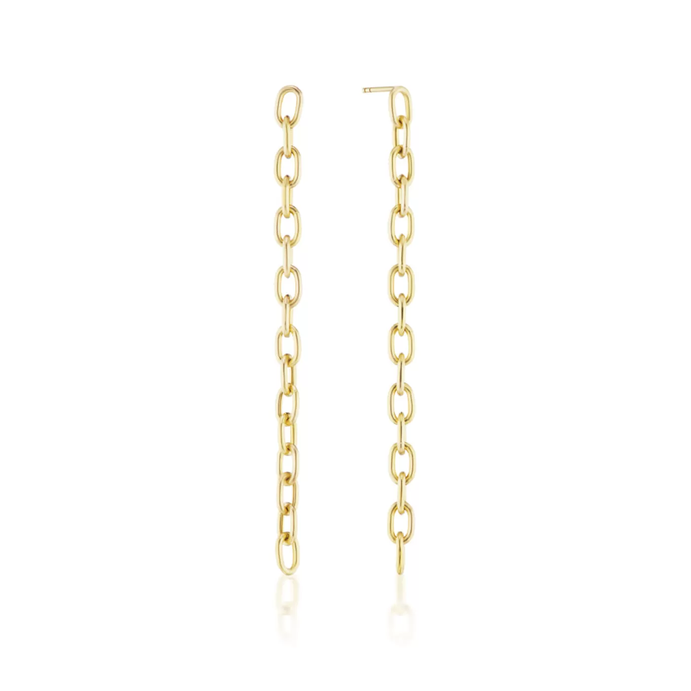 KBH Jewels Elongated Chain Link Earrings Long Yellow Gold Flash Sale