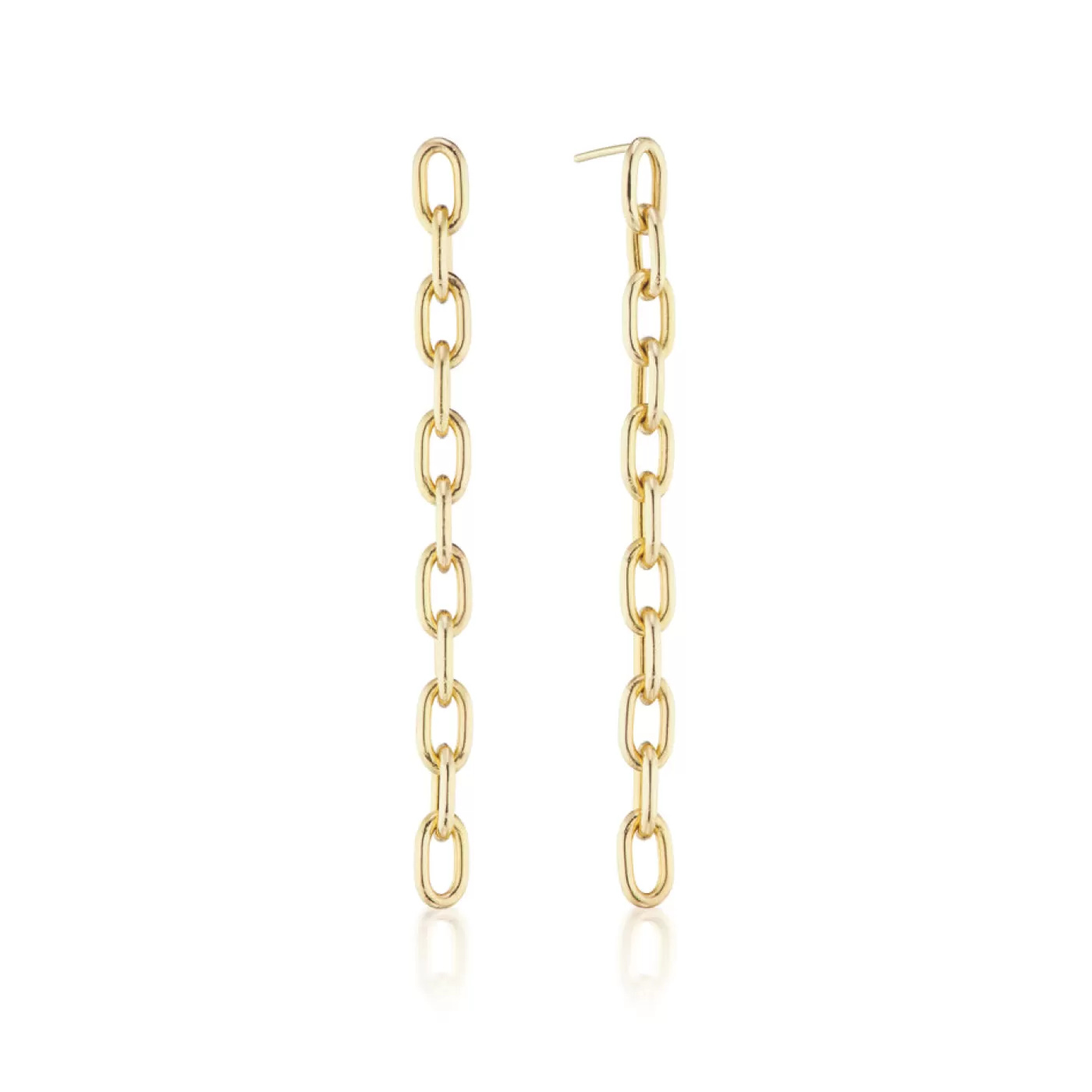 KBH Jewels Elongated Chain Link Earrings Short Yellow Gold Store