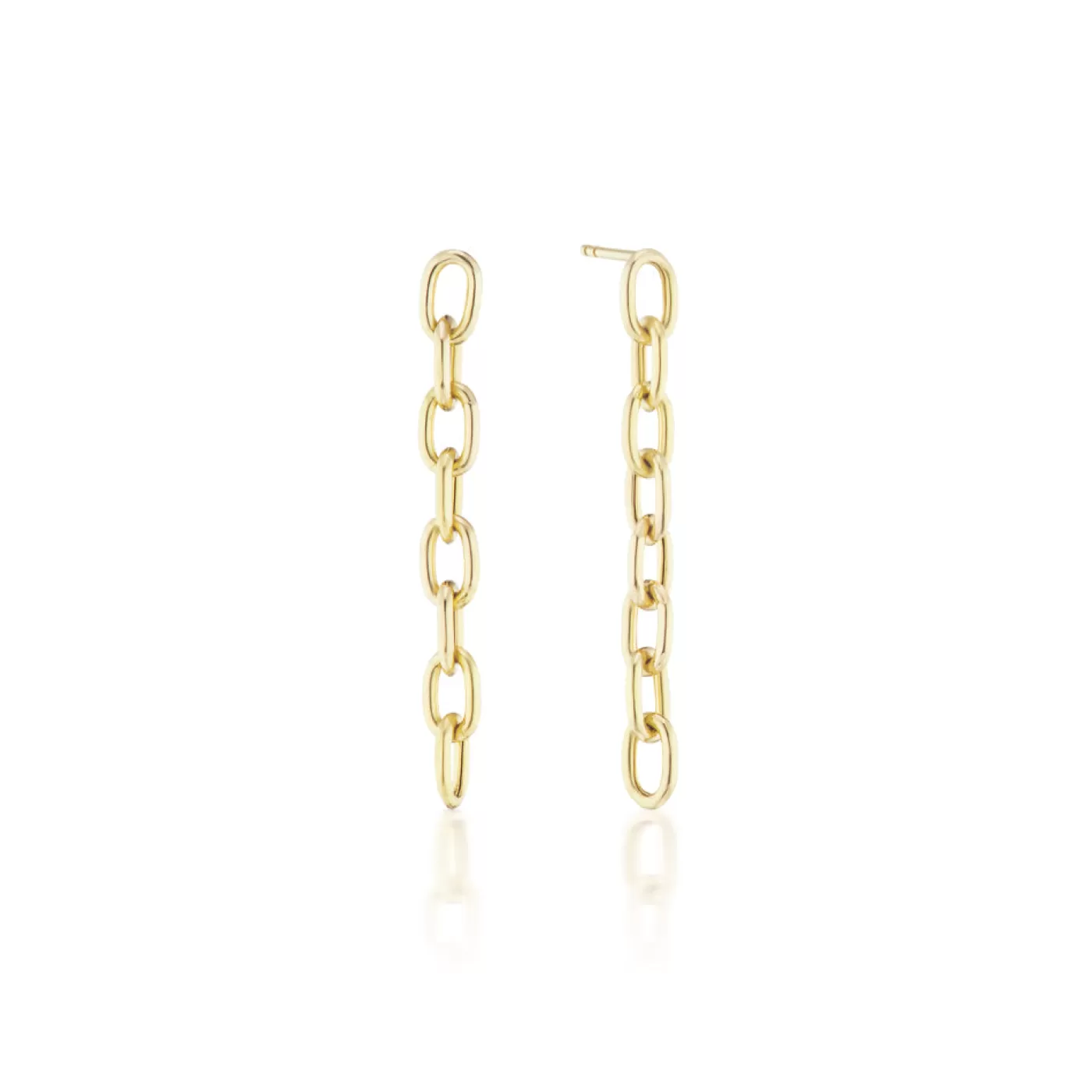 KBH Jewels Elongated Thick Chain Link Earrings Long Yellow Gold Cheap