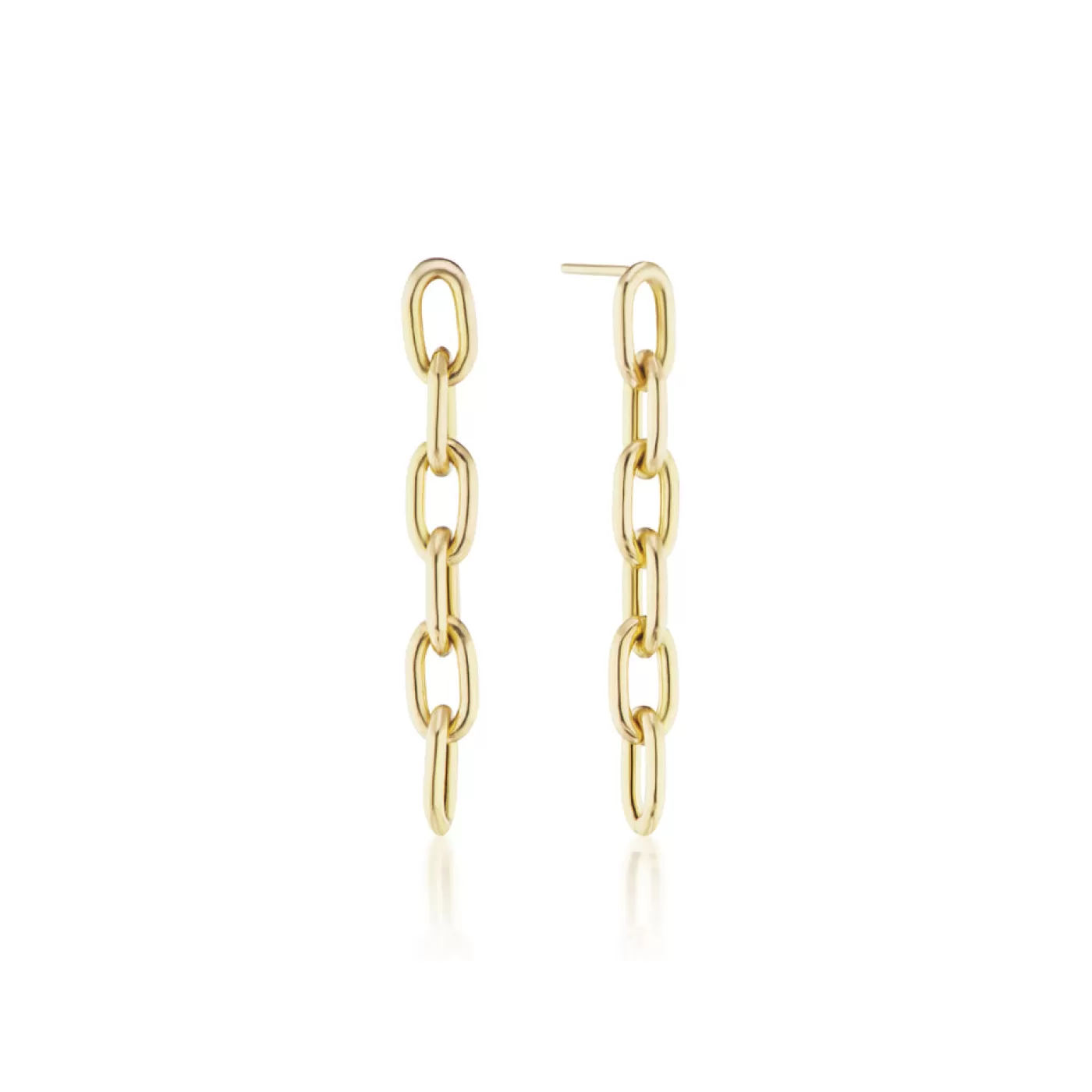 KBH Jewels Elongated Thick Chain Link Earrings Short Yellow Gold Best Sale