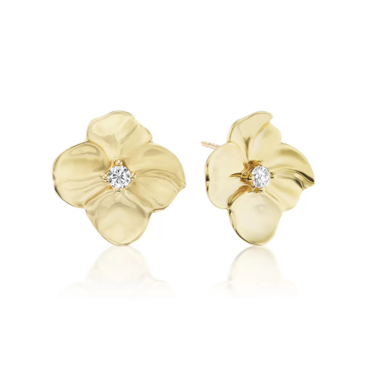 KBH Jewels Flower Power Diamond Stud Earrings Yellow Gold Store