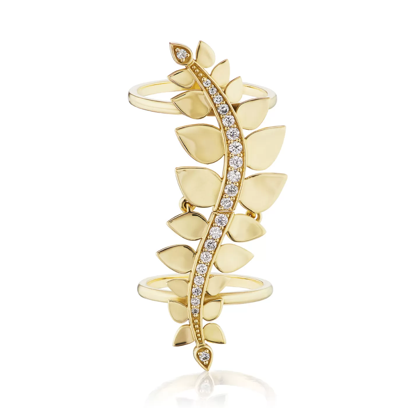 KBH Jewels Leaf Climber Ring 14K Yellow Gold Outlet