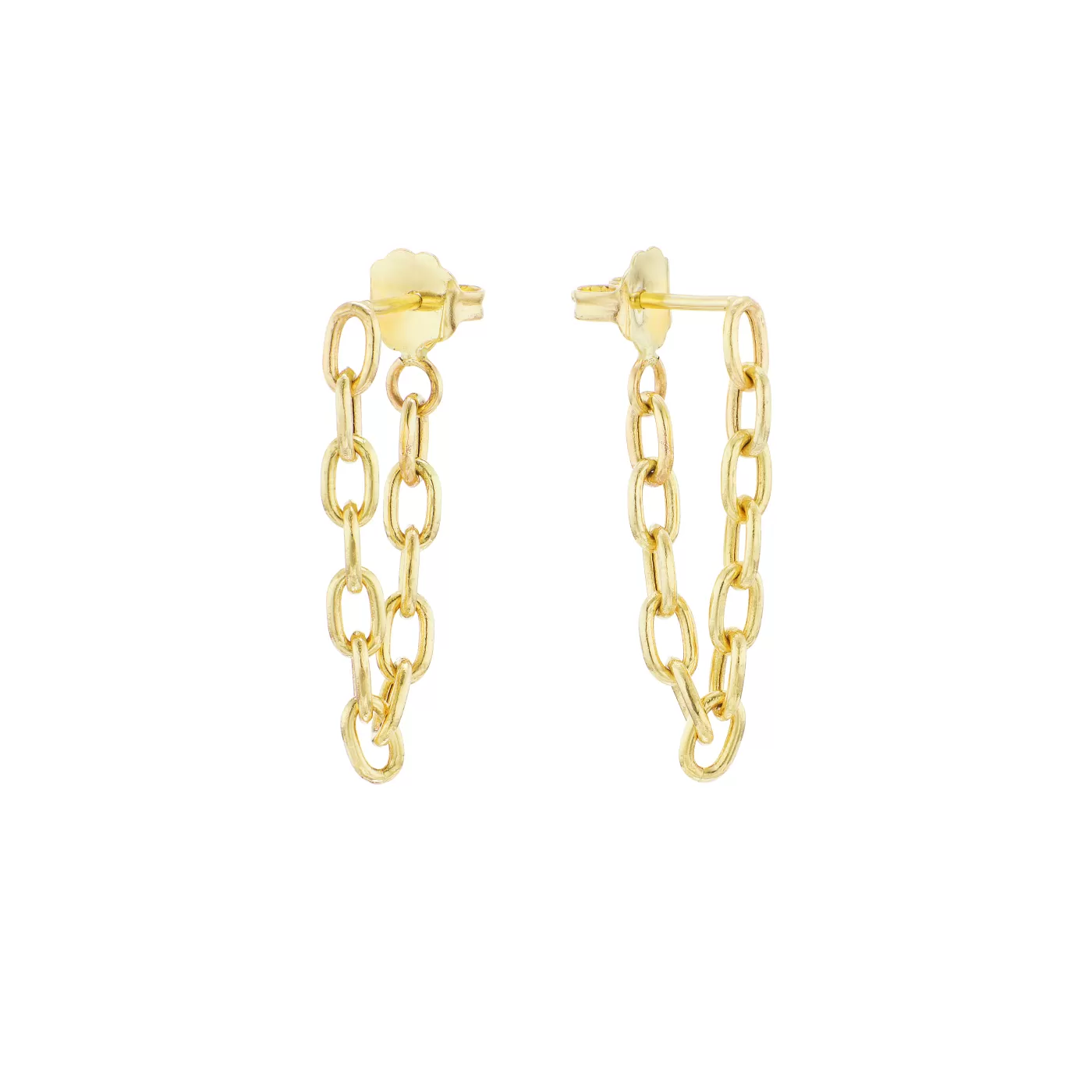 KBH Jewels Mini Chain Link Loop Earrings Yellow Gold Fashion