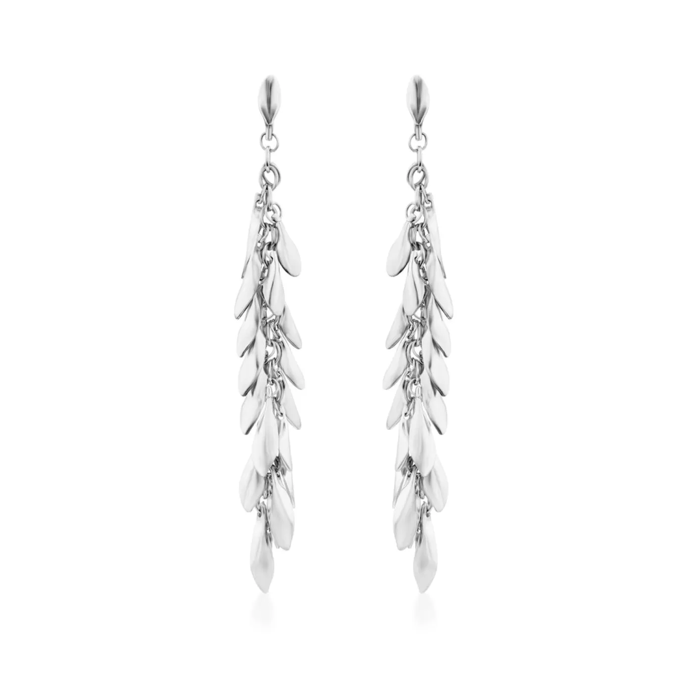 KBH Jewels Feather Chain Fringe Earrings Sterling Silver Clearance